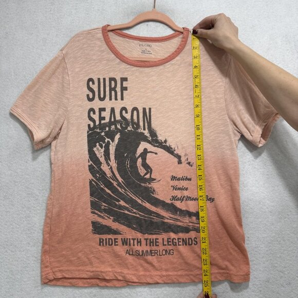 Pilcro Shirt Womens Small Peach Ombre Graphic Surf Season Surfer Tee Malibu - Picture 3 of 6